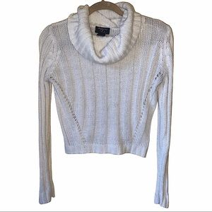 Hooked Up Cowl Neck Knit White Sweater Small